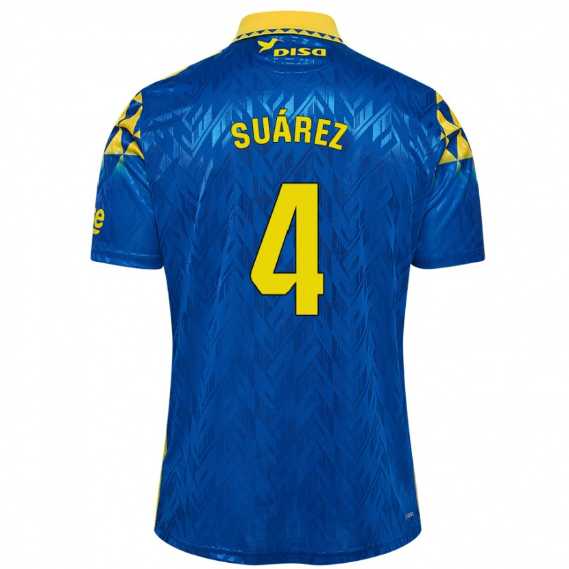 Danxen Enfant Maillot Alex Suárez #4 Bleu Jaune Tenues Extérieur 2024/25 T-Shirt