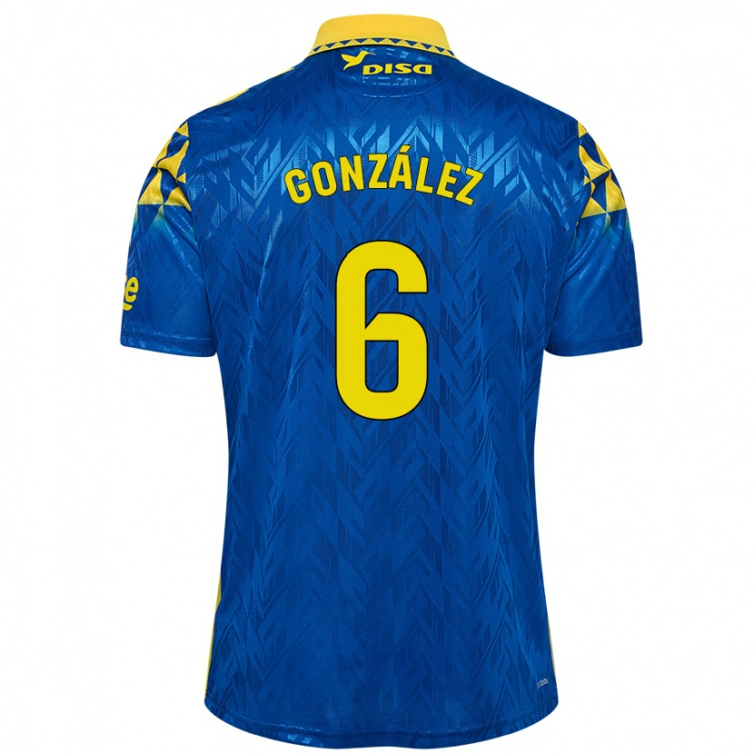 Danxen Enfant Maillot Fabio González #6 Bleu Jaune Tenues Extérieur 2024/25 T-Shirt