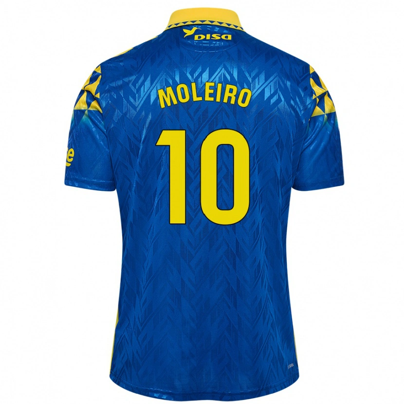 Danxen Enfant Maillot Alberto Moleiro #10 Bleu Jaune Tenues Extérieur 2024/25 T-Shirt