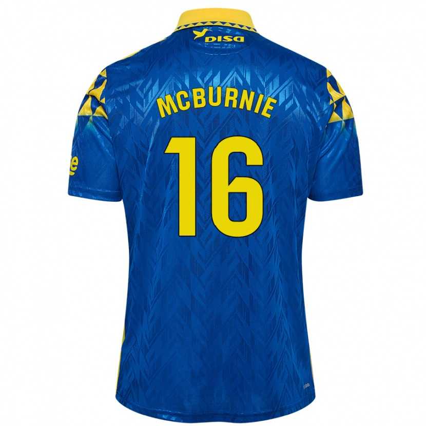 Danxen Enfant Maillot Oli Mcburnie #16 Bleu Jaune Tenues Extérieur 2024/25 T-Shirt