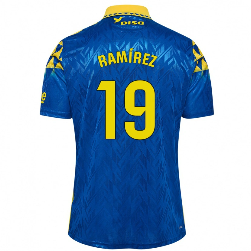 Danxen Enfant Maillot Sandro Ramírez #19 Bleu Jaune Tenues Extérieur 2024/25 T-Shirt