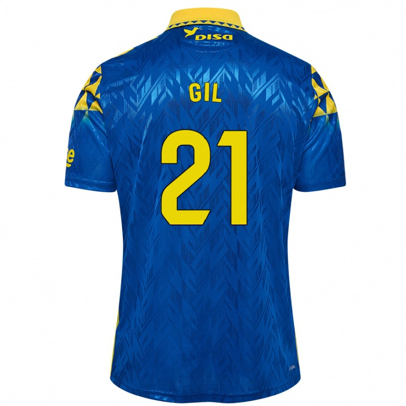 Danxen Enfant Maillot Iván Gil #21 Bleu Jaune Tenues Extérieur 2024/25 T-Shirt