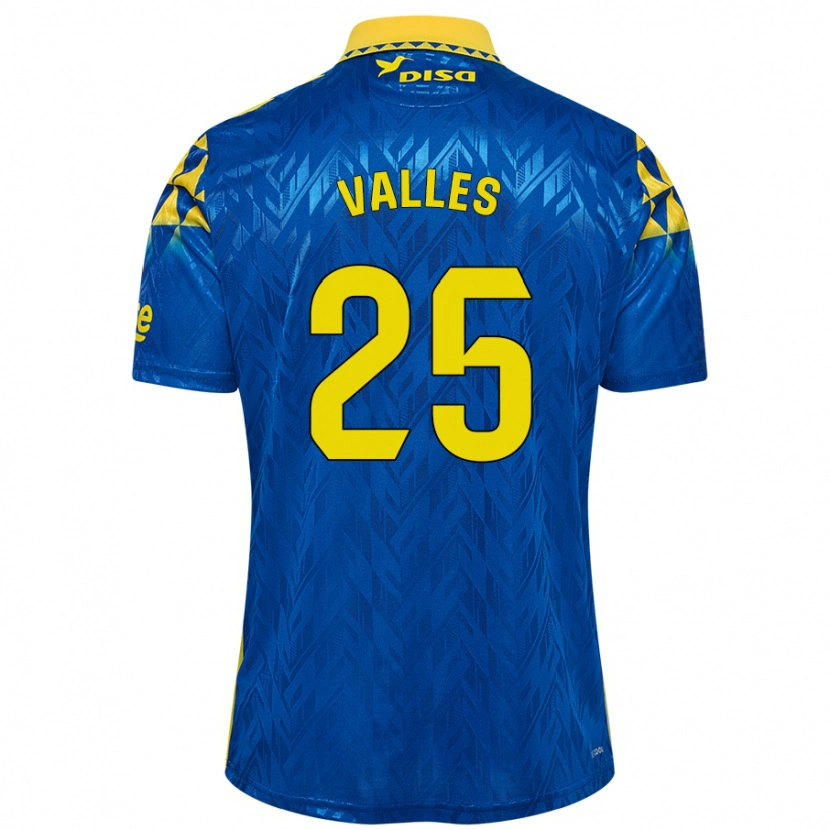 Danxen Enfant Maillot Álvaro Valles #25 Bleu Jaune Tenues Extérieur 2024/25 T-Shirt