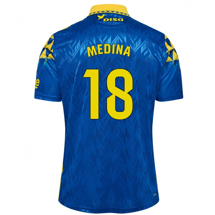 Danxen Enfant Maillot Iván Medina #18 Bleu Jaune Tenues Extérieur 2024/25 T-Shirt