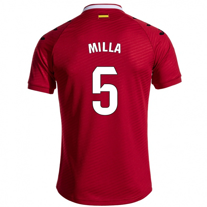 Danxen Enfant Maillot Luis Milla #5 Rouge Foncé Tenues Extérieur 2024/25 T-Shirt