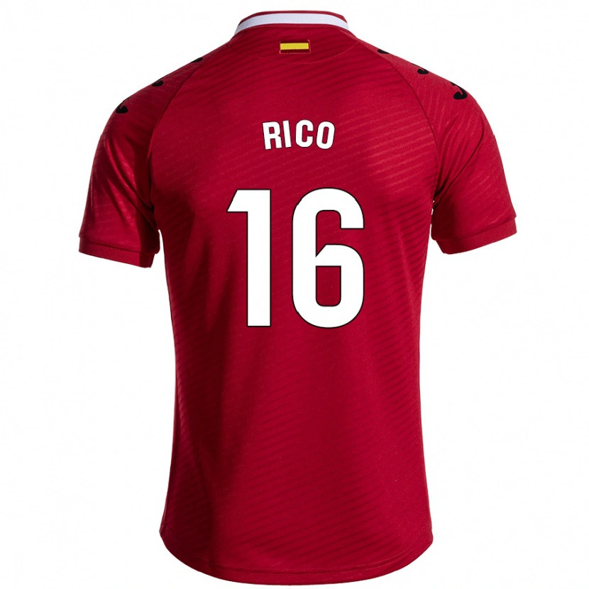 Danxen Enfant Maillot Diego Rico #16 Rouge Foncé Tenues Extérieur 2024/25 T-Shirt