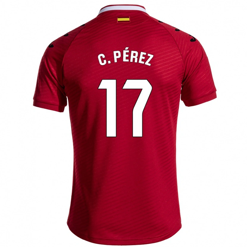 Danxen Enfant Maillot Carles Pérez #17 Rouge Foncé Tenues Extérieur 2024/25 T-Shirt