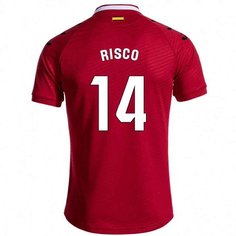 Danxen Enfant Maillot Alberto Risco #14 Rouge Foncé Tenues Extérieur 2024/25 T-Shirt