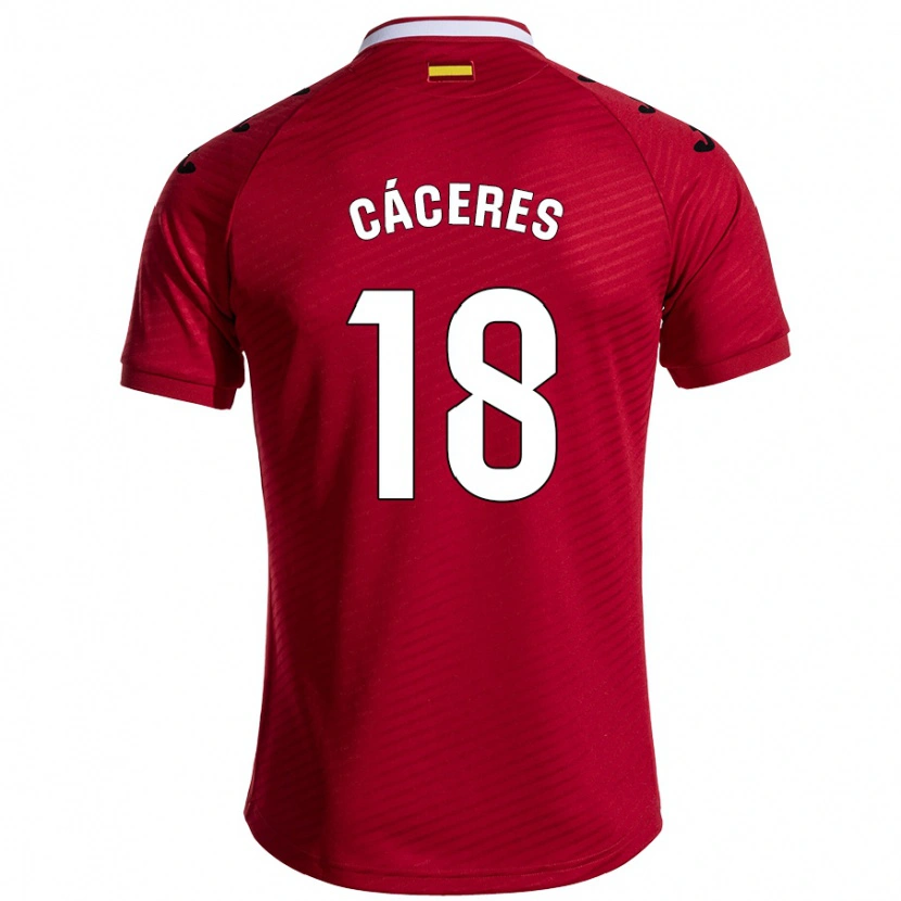 Danxen Enfant Maillot Damián Cáceres #18 Rouge Foncé Tenues Extérieur 2024/25 T-Shirt