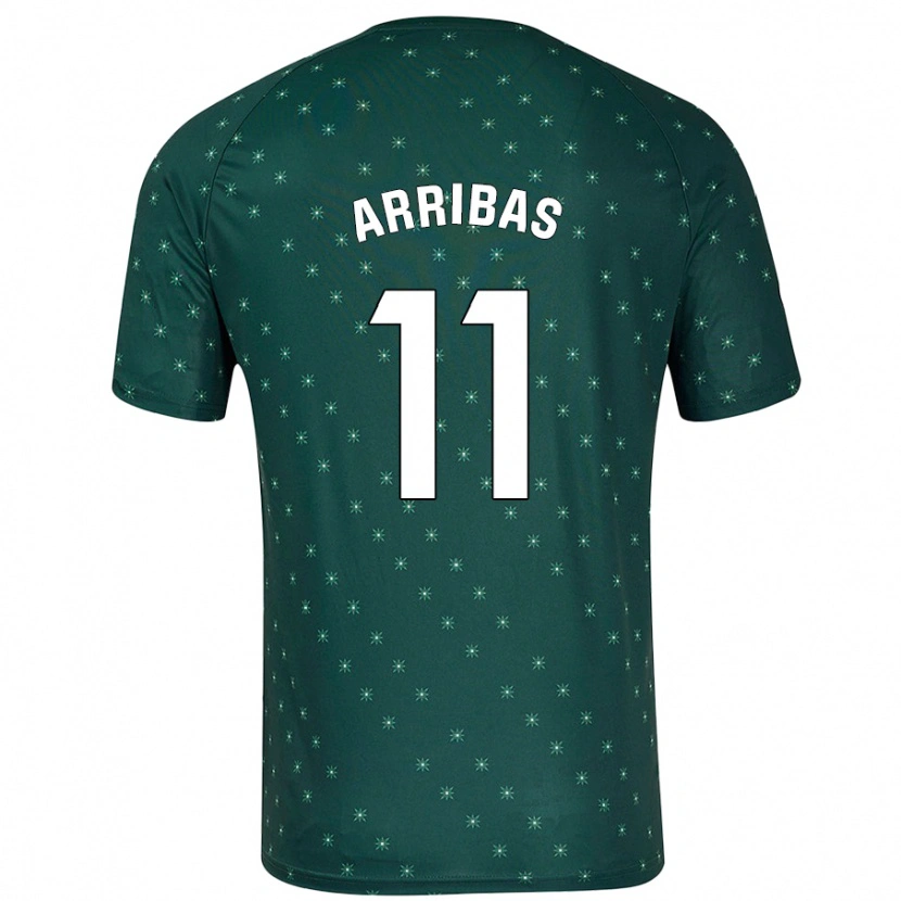 Danxen Enfant Maillot Sergio Arribas #11 Vert Foncé Tenues Extérieur 2024/25 T-Shirt