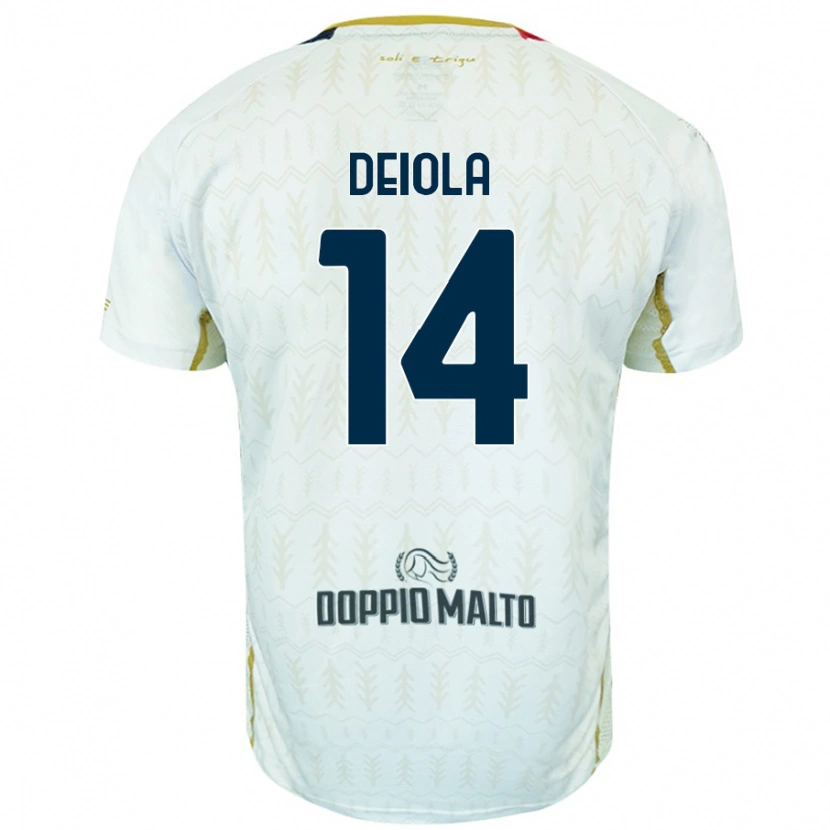 Danxen Enfant Maillot Alessandro Deiola #14 Blanc Tenues Extérieur 2024/25 T-Shirt