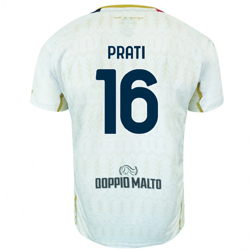 Danxen Enfant Maillot Matteo Prati #16 Blanc Tenues Extérieur 2024/25 T-Shirt