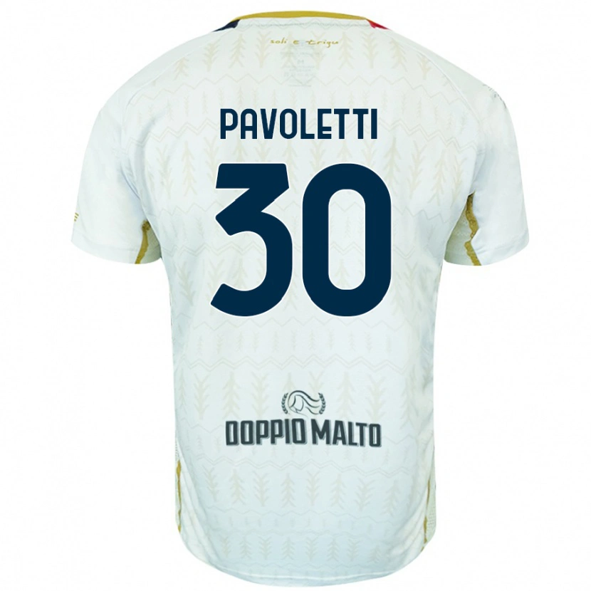 Danxen Enfant Maillot Leonardo Pavoletti #30 Blanc Tenues Extérieur 2024/25 T-Shirt