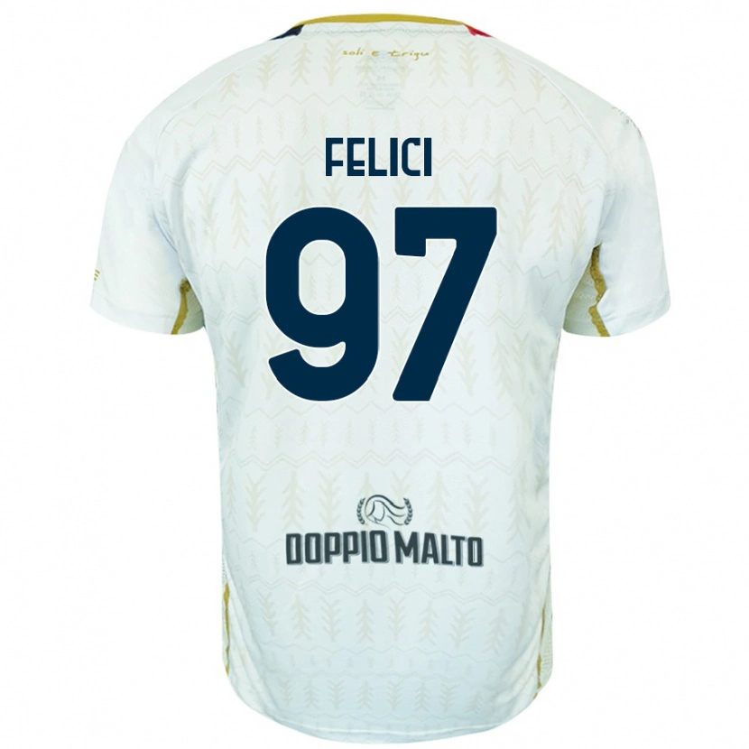 Danxen Enfant Maillot Mattia Felici #97 Blanc Tenues Extérieur 2024/25 T-Shirt