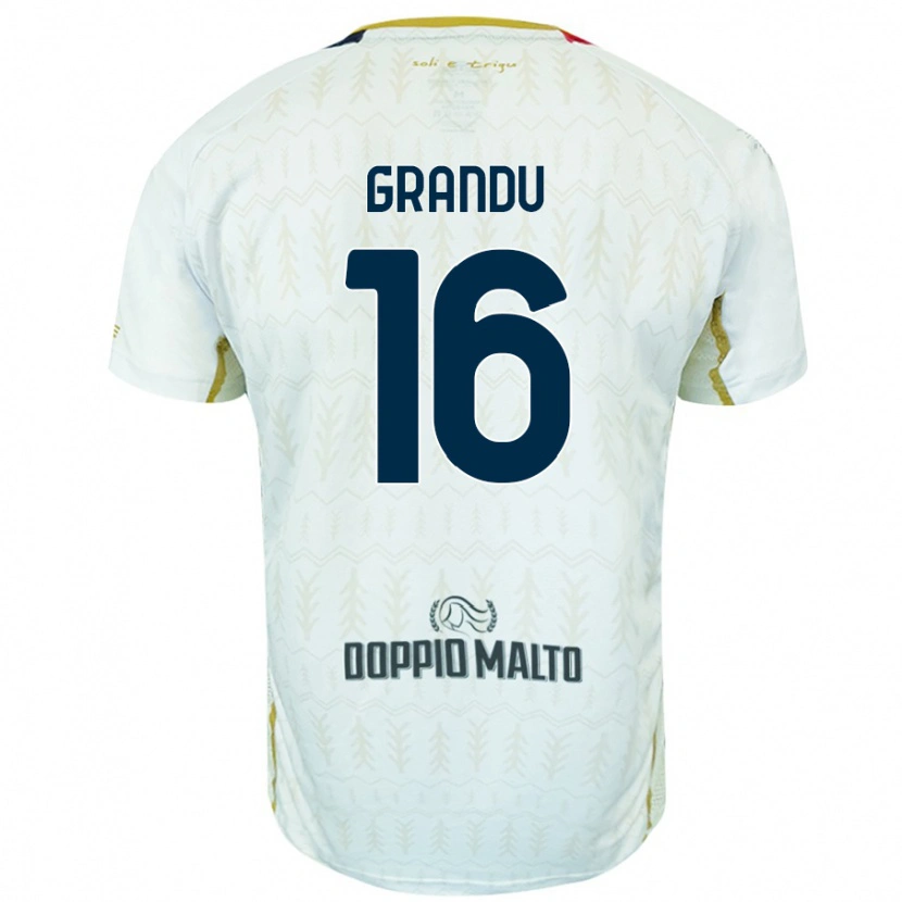 Danxen Enfant Maillot Nicola Grandu #16 Blanc Tenues Extérieur 2024/25 T-Shirt