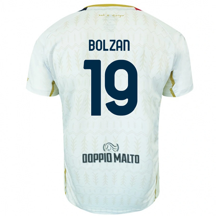 Danxen Enfant Maillot Alessandro Bolzan #19 Blanc Tenues Extérieur 2024/25 T-Shirt