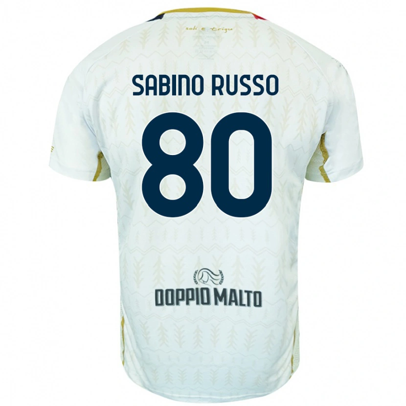 Danxen Enfant Maillot Alessandro Sabino Russo #80 Blanc Tenues Extérieur 2024/25 T-Shirt