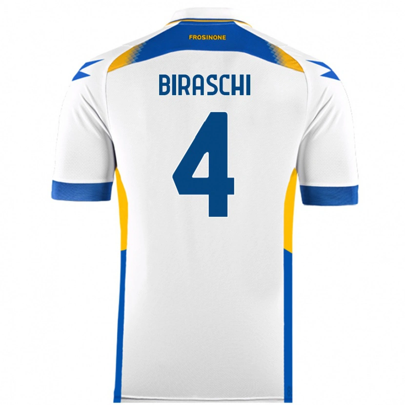 Danxen Enfant Maillot Davide Biraschi #4 Blanc Tenues Extérieur 2024/25 T-Shirt