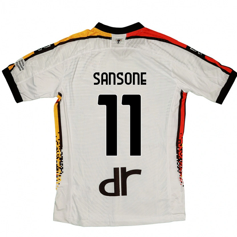 Danxen Enfant Maillot Nicola Sansone #11 Blanc Noir Tenues Extérieur 2024/25 T-Shirt