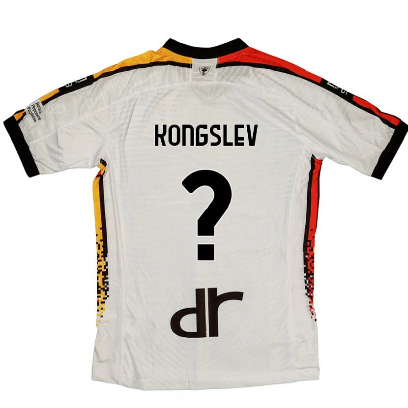 Danxen Enfant Maillot Frederik Kongslev #0 Blanc Noir Tenues Extérieur 2024/25 T-Shirt