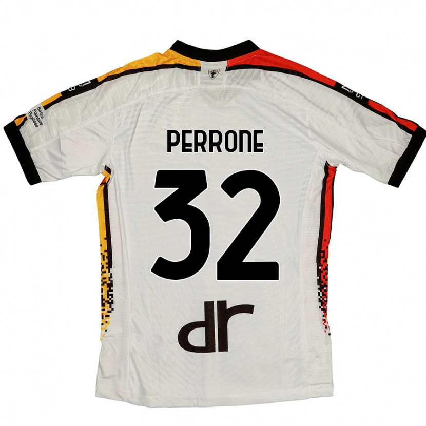 Danxen Enfant Maillot Samuele Perrone #32 Blanc Noir Tenues Extérieur 2024/25 T-Shirt