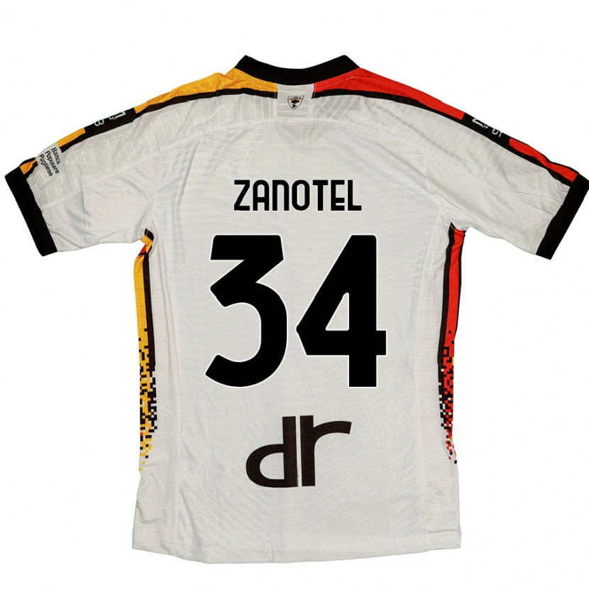 Danxen Enfant Maillot Giovanni Zanotel #34 Blanc Noir Tenues Extérieur 2024/25 T-Shirt