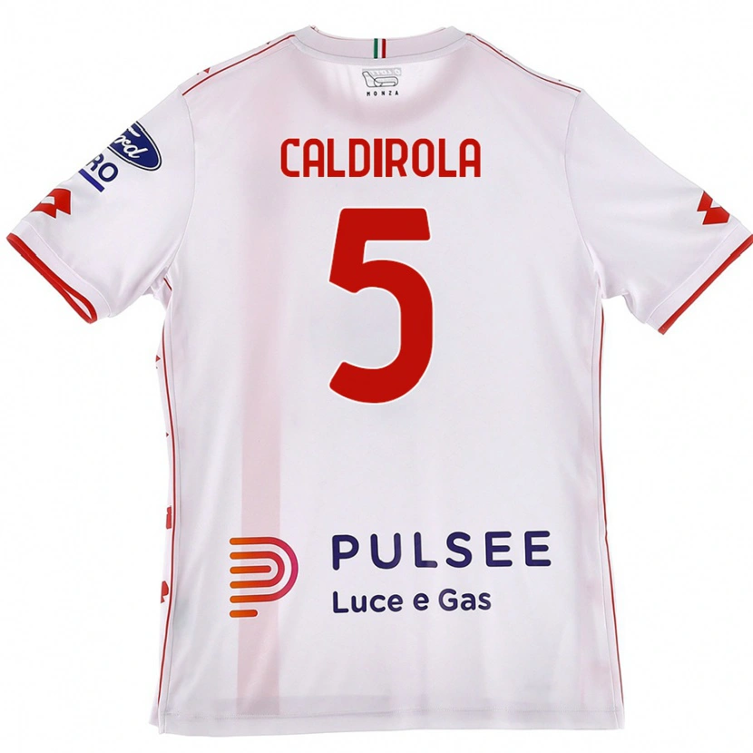 Danxen Enfant Maillot Luca Caldirola #5 Blanc Rouge Tenues Extérieur 2024/25 T-Shirt