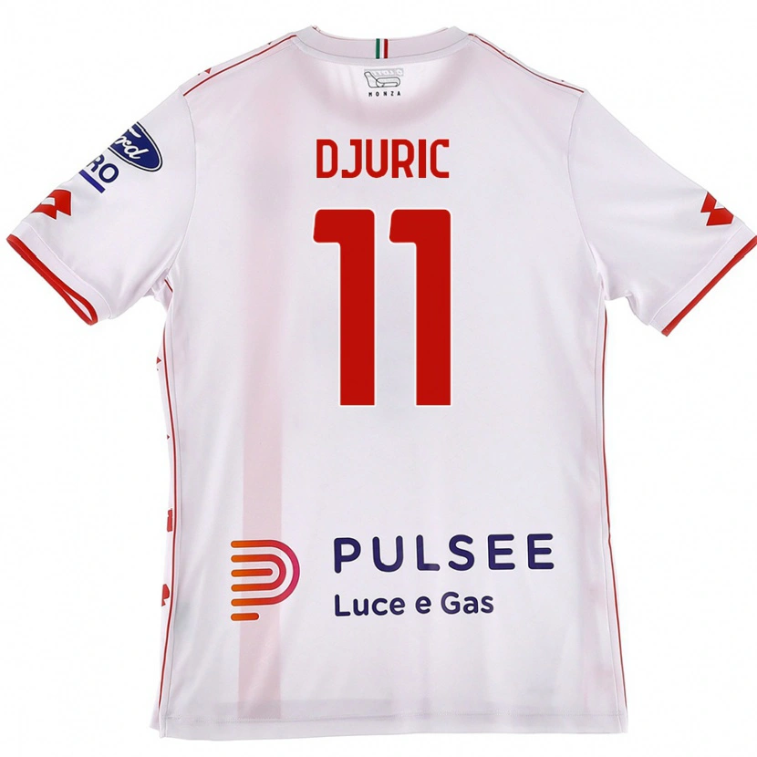 Danxen Enfant Maillot Milan Djuric #11 Blanc Rouge Tenues Extérieur 2024/25 T-Shirt