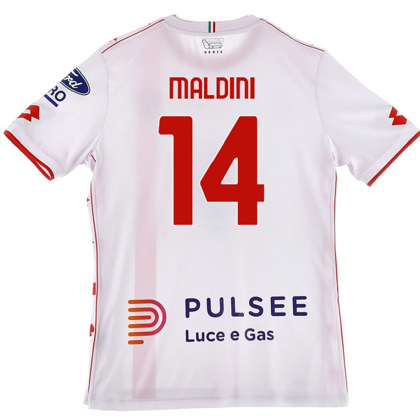 Danxen Enfant Maillot Daniel Maldini #14 Blanc Rouge Tenues Extérieur 2024/25 T-Shirt