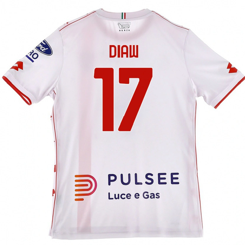 Danxen Enfant Maillot Davide Diaw #17 Blanc Rouge Tenues Extérieur 2024/25 T-Shirt