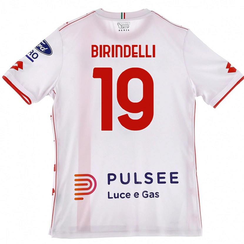 Danxen Enfant Maillot Samuele Birindelli #19 Blanc Rouge Tenues Extérieur 2024/25 T-Shirt