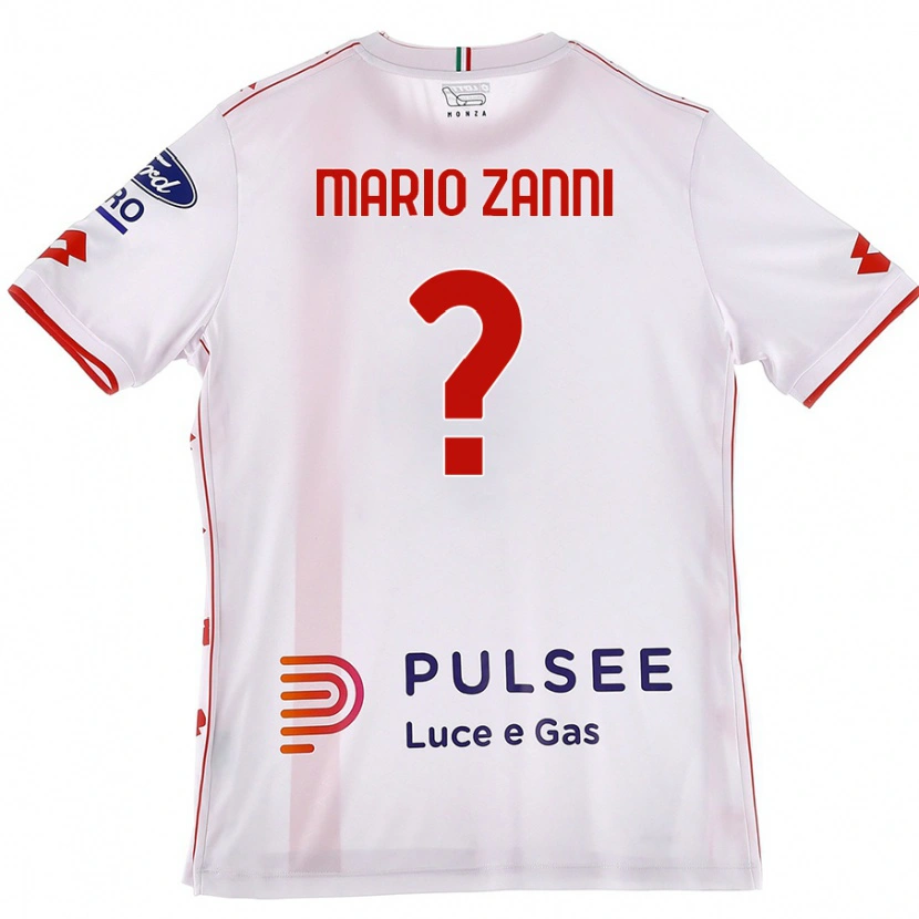 Danxen Enfant Maillot Mario Zanni #0 Blanc Rouge Tenues Extérieur 2024/25 T-Shirt