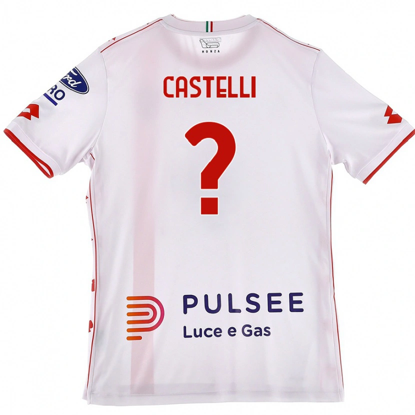 Danxen Enfant Maillot Davide Castelli #0 Blanc Rouge Tenues Extérieur 2024/25 T-Shirt