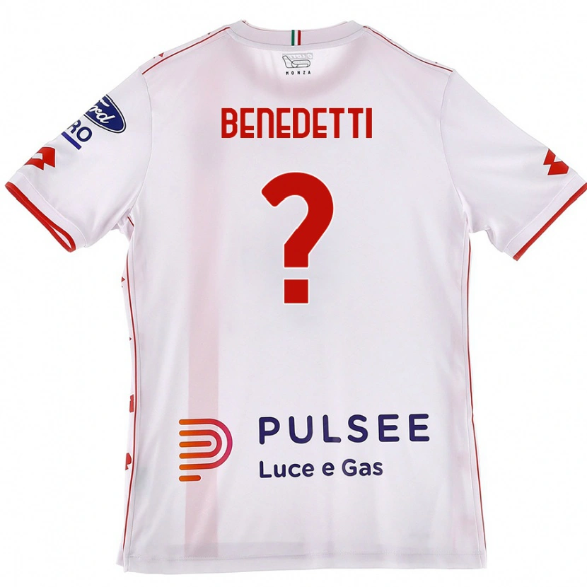 Danxen Enfant Maillot Elia Benedetti #0 Blanc Rouge Tenues Extérieur 2024/25 T-Shirt