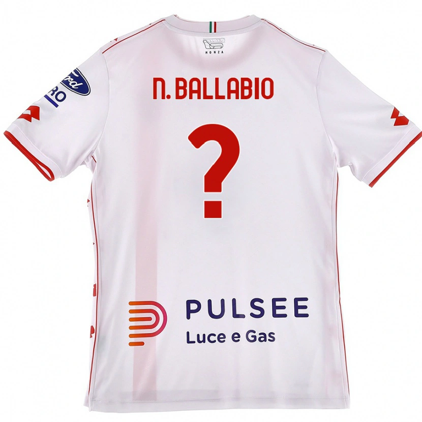 Danxen Enfant Maillot Nicolò Ballabio #0 Blanc Rouge Tenues Extérieur 2024/25 T-Shirt