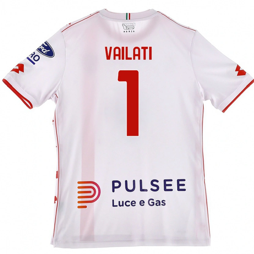 Danxen Enfant Maillot Andrea Vailati #1 Blanc Rouge Tenues Extérieur 2024/25 T-Shirt