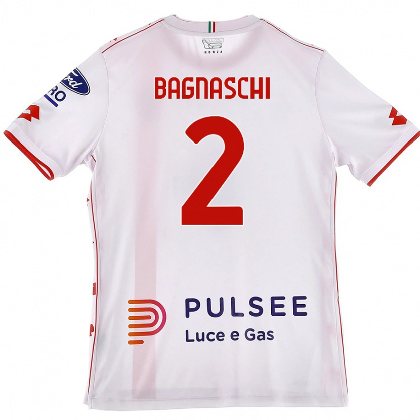 Danxen Enfant Maillot Alessandro Bagnaschi #2 Blanc Rouge Tenues Extérieur 2024/25 T-Shirt