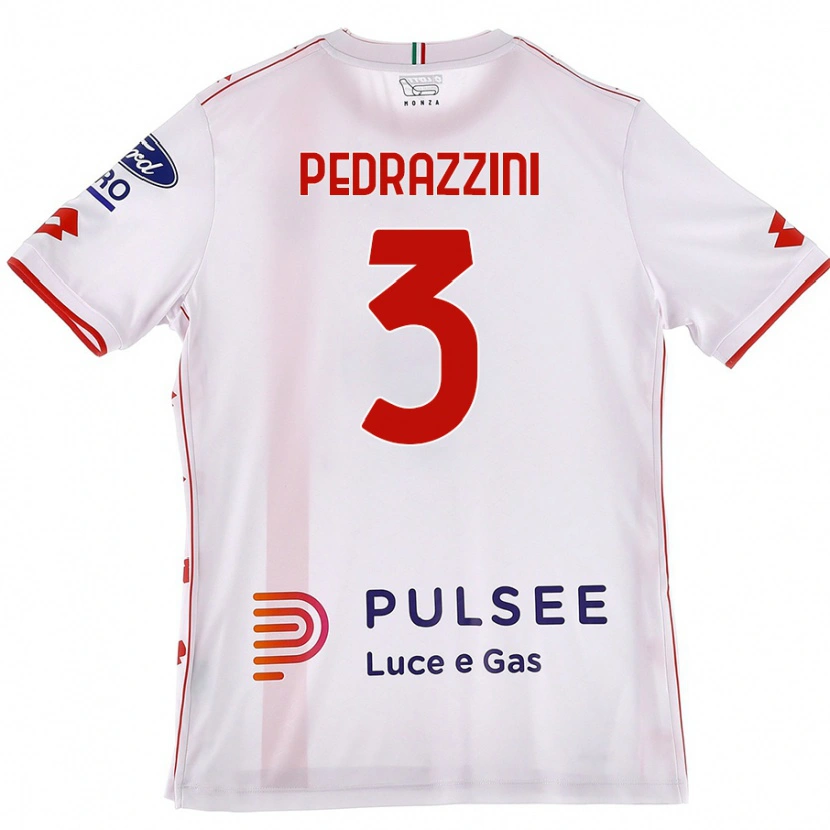 Danxen Enfant Maillot Carlo Pedrazzini #3 Blanc Rouge Tenues Extérieur 2024/25 T-Shirt