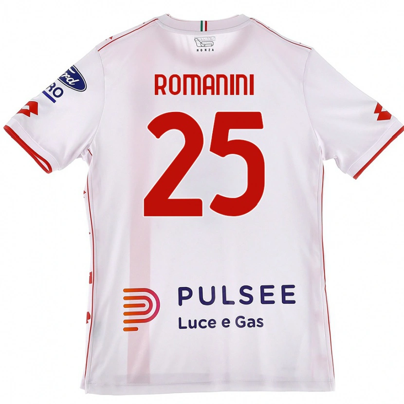 Danxen Enfant Maillot Andrea Romanini #25 Blanc Rouge Tenues Extérieur 2024/25 T-Shirt