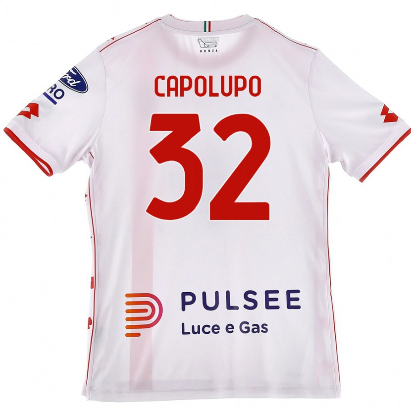 Danxen Enfant Maillot Samuele Capolupo #32 Blanc Rouge Tenues Extérieur 2024/25 T-Shirt