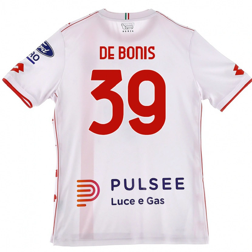 Danxen Enfant Maillot Andrea De Bonis #39 Blanc Rouge Tenues Extérieur 2024/25 T-Shirt