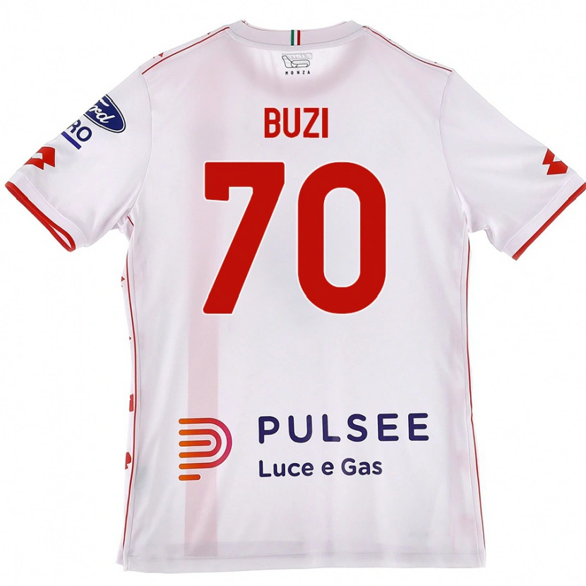 Danxen Enfant Maillot Luis Buzi #70 Blanc Rouge Tenues Extérieur 2024/25 T-Shirt