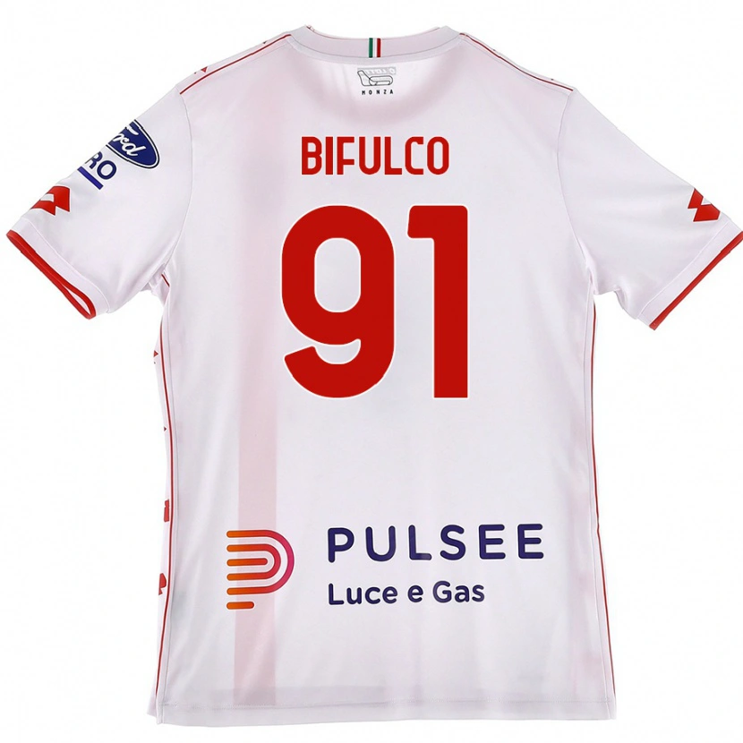 Danxen Enfant Maillot Davide Bifulco #91 Blanc Rouge Tenues Extérieur 2024/25 T-Shirt