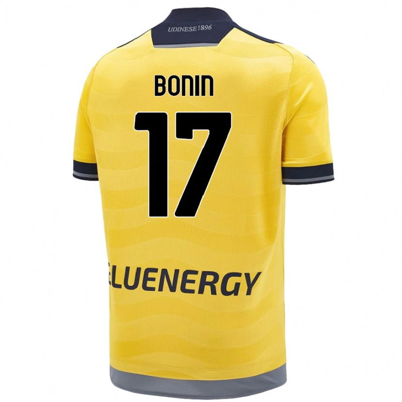 Danxen Enfant Maillot Luca Bonin #17 Doré Tenues Extérieur 2024/25 T-Shirt