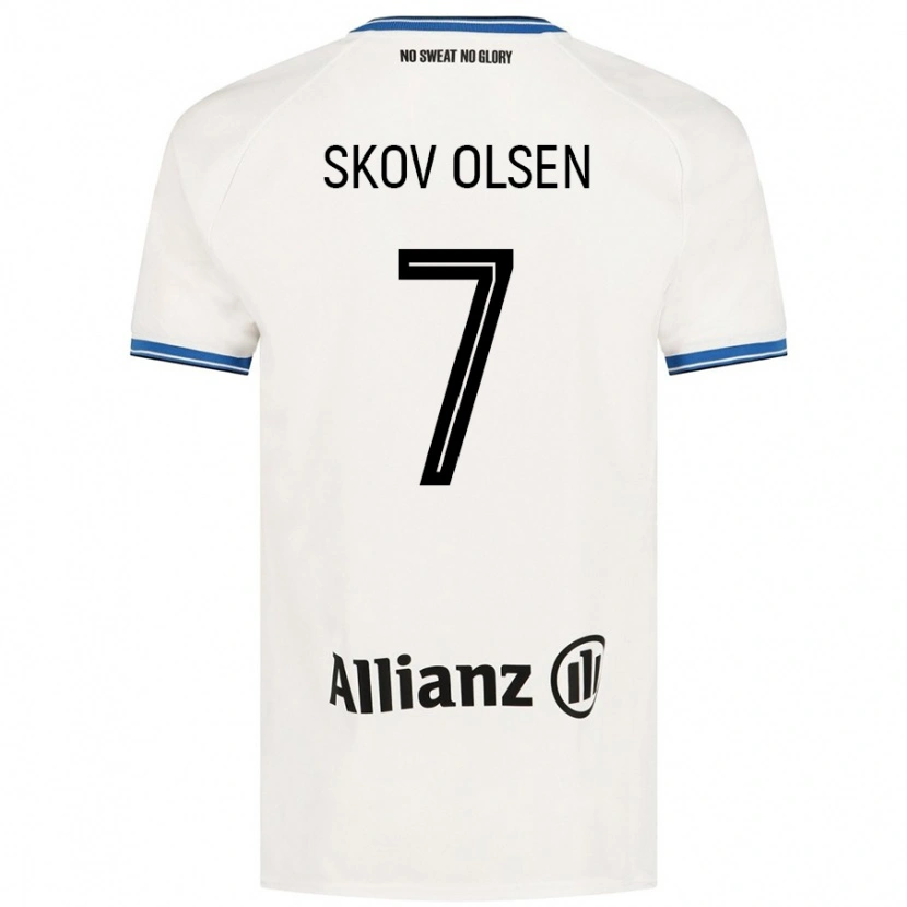 Danxen Enfant Maillot Andreas Skov Olsen #7 Blanc Tenues Extérieur 2024/25 T-Shirt