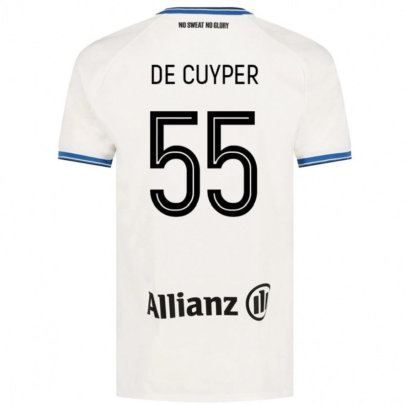 Danxen Enfant Maillot Maxim De Cuyper #55 Blanc Tenues Extérieur 2024/25 T-Shirt