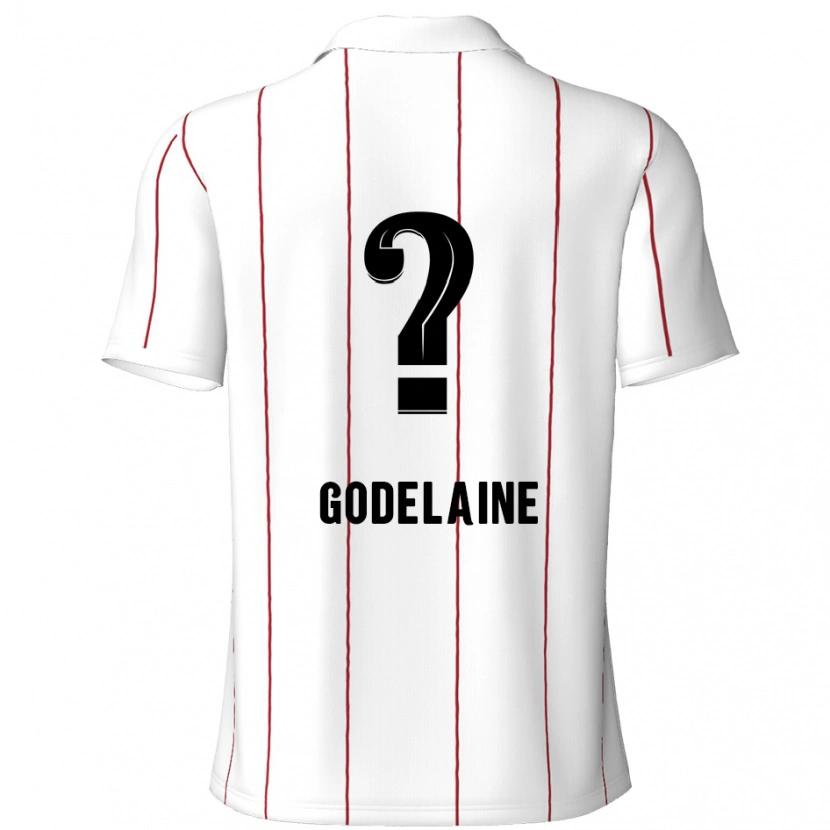 Danxen Enfant Maillot Jeff Godelaine #0 Blanc Noir Tenues Extérieur 2024/25 T-Shirt