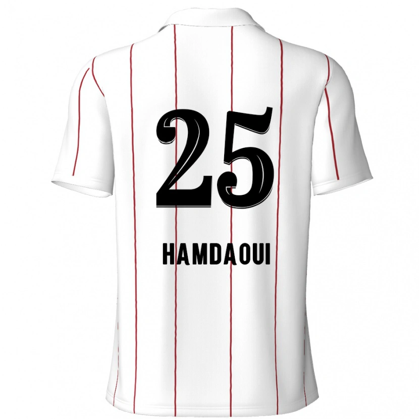 Danxen Enfant Maillot Youssef Hamdaoui #25 Blanc Noir Tenues Extérieur 2024/25 T-Shirt