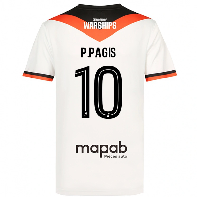 Danxen Enfant Maillot Pablo Pagis #10 Blanc Tenues Extérieur 2024/25 T-Shirt