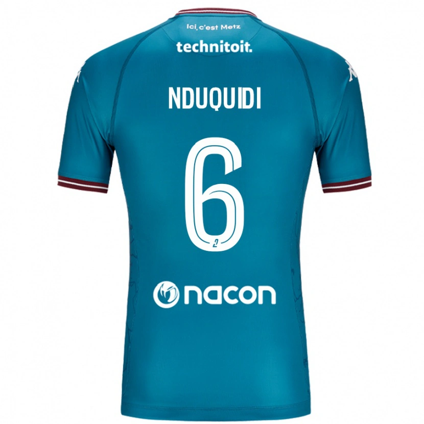 Danxen Enfant Maillot Joseph Nduquidi #6 Bleu Pétrole Tenues Extérieur 2024/25 T-Shirt